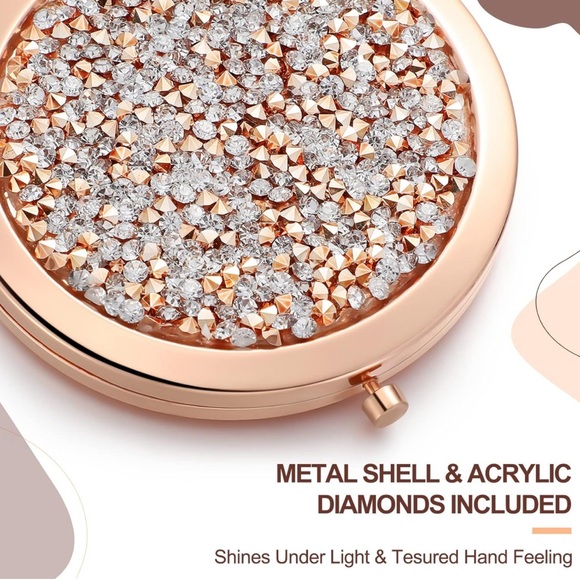 Rhinestone Double Sided Inspirational compact mirrors w/Pouch - Picture 6 of 7